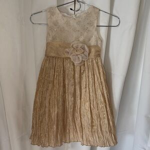 Vintage Rare Editions Champagne Gold Sequined Floral Formal Dress 4T